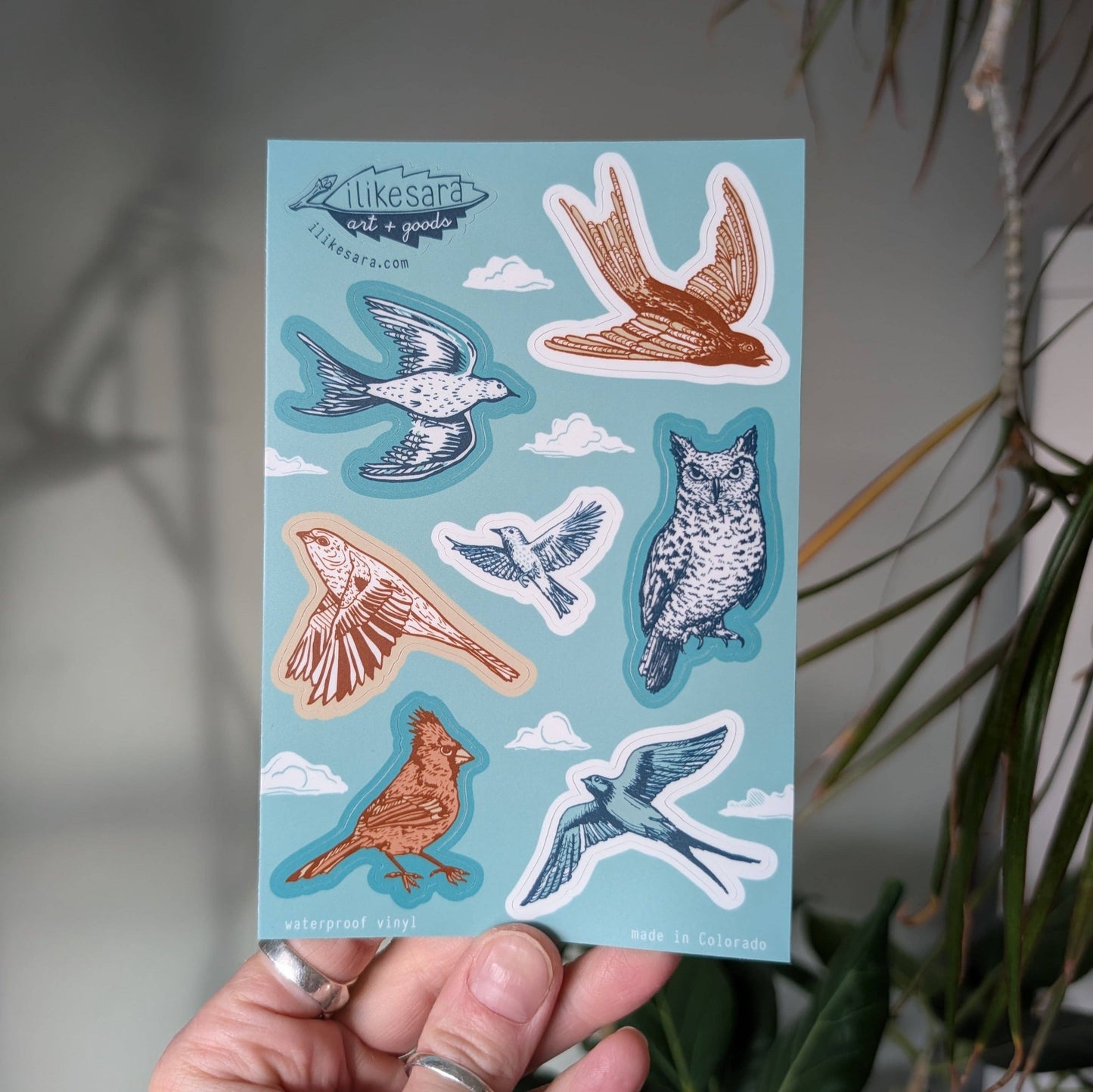 ilikesara | art + goods - Sticker sheet | birds  - waterproof uv-resistant vinyl birder stickers