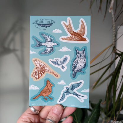 ilikesara | art + goods - Sticker sheet | birds  - waterproof uv-resistant vinyl birder stickers