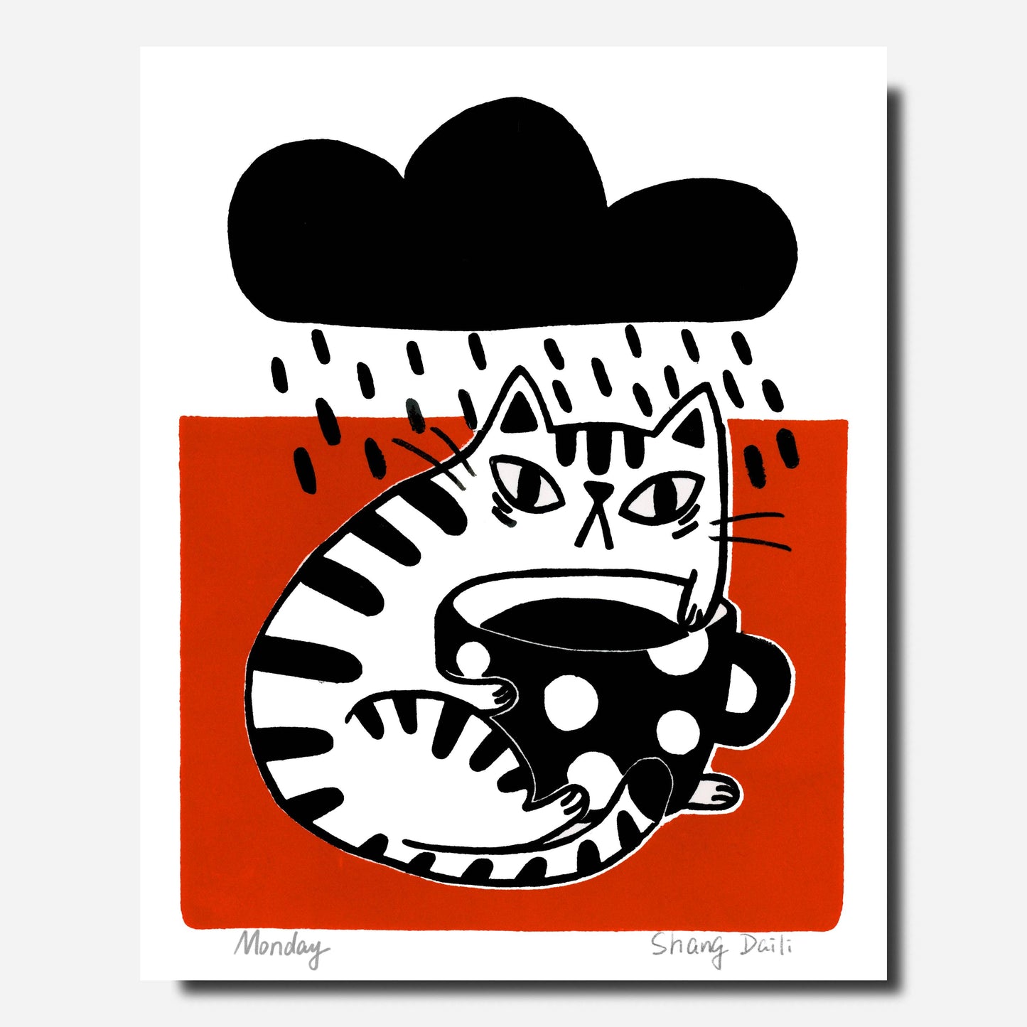 ShangDaili - Cat Art Print - Monday