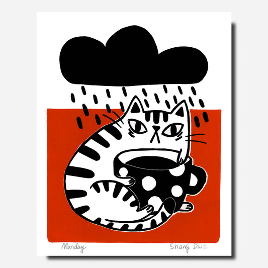 ShangDaili - Cat Art Print - Monday