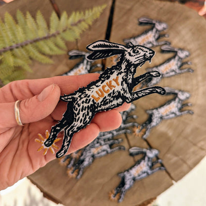 ilikesara | art + goods - Iron-on patch | lucky rabbit's foot - 4.3" x 2.8"