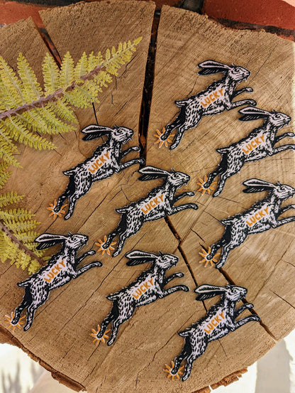 ilikesara | art + goods - Iron-on patch | lucky rabbit's foot - 4.3" x 2.8"