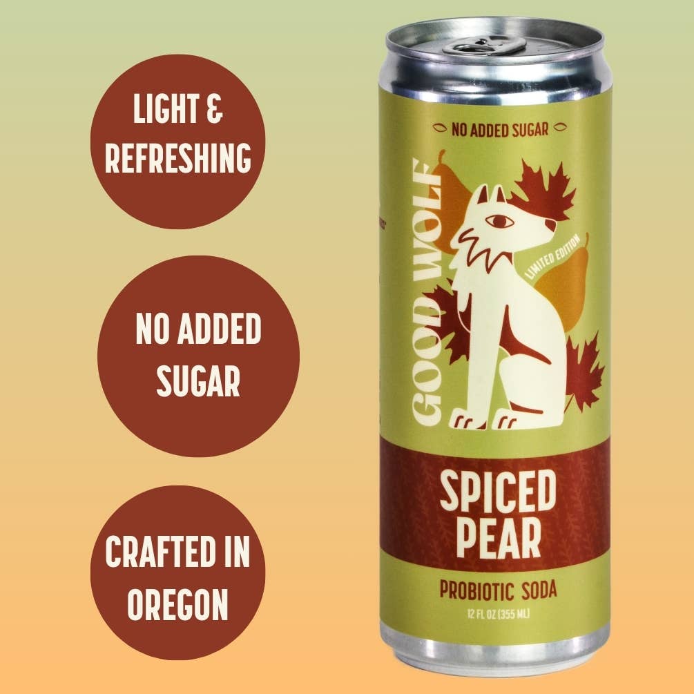 Good Wolf Probiotic Sodas - Spiced Pear Probiotic Soda – Crafted in Oregon