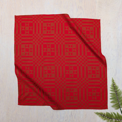 ilikesara | art + goods - Bandana | sawtooth red brown - geometric folk quilt pattern scarf neckerchief