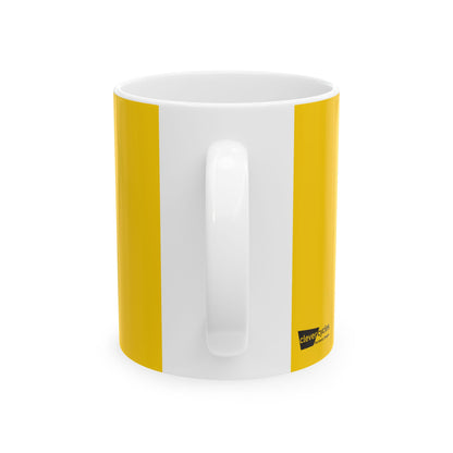Bike Bus World Ceramic Mug — Yellow Logo Coffee Cup (11oz, 15oz)