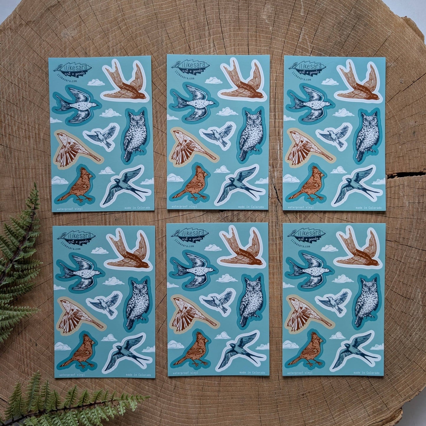 ilikesara | art + goods - Sticker sheet | birds  - waterproof uv-resistant vinyl birder stickers