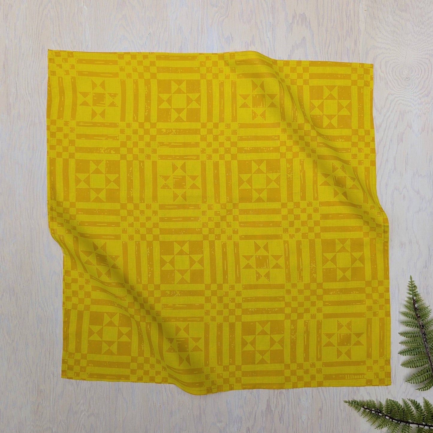ilikesara | art + goods - Bandana | sawtooth yellow gold - geometric folk quilt pattern scarf neckerchief