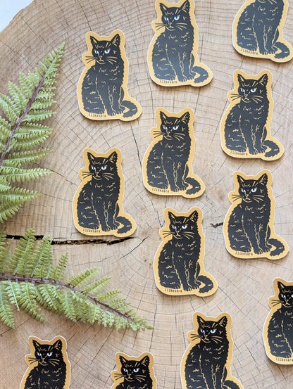 ilikesara | art + goods - Sticker | disappointed sitting black cat - waterproof uv-resistant vinyl kitty decal