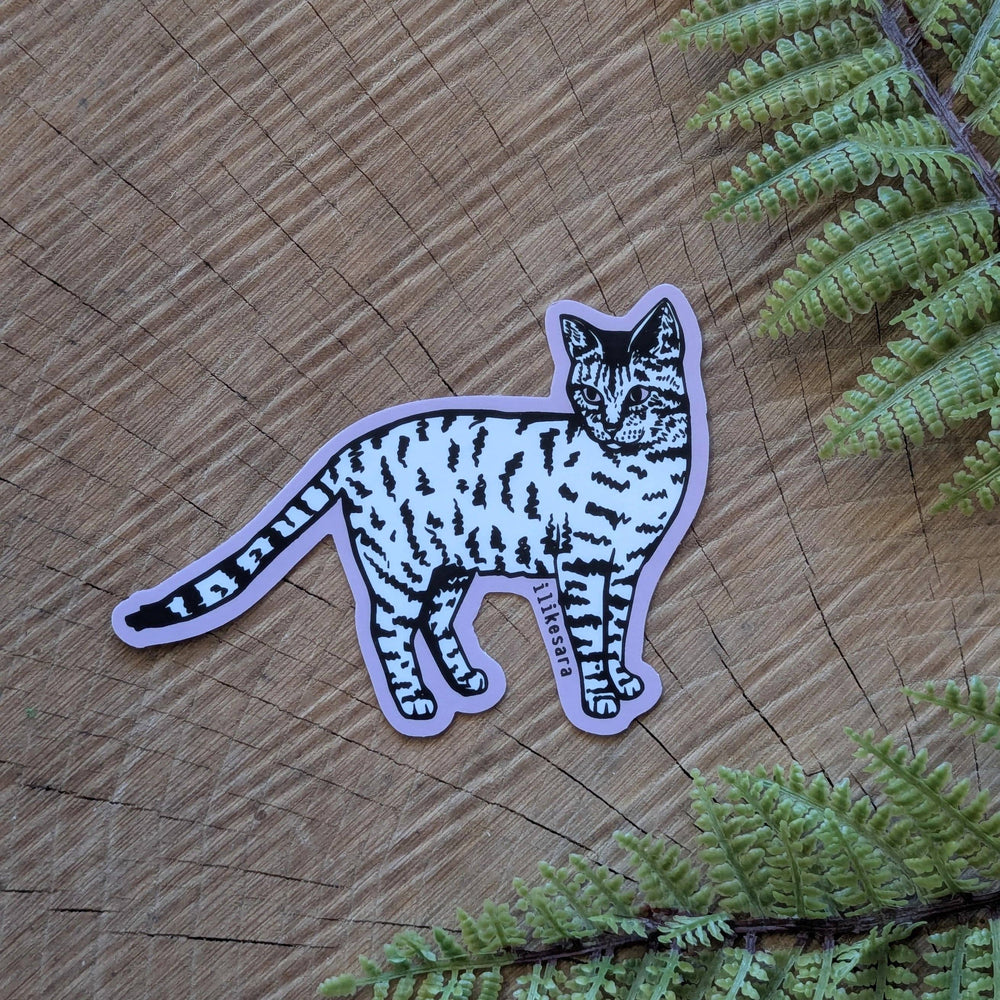 ilikesara | art + goods - Sticker | standing tiger cat - waterproof uv-resistant vinyl kitty decal