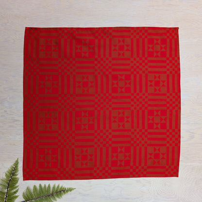 ilikesara | art + goods - Bandana | sawtooth red brown - geometric folk quilt pattern scarf neckerchief