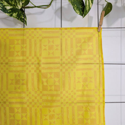 ilikesara | art + goods - Bandana | sawtooth yellow gold - geometric folk quilt pattern scarf neckerchief