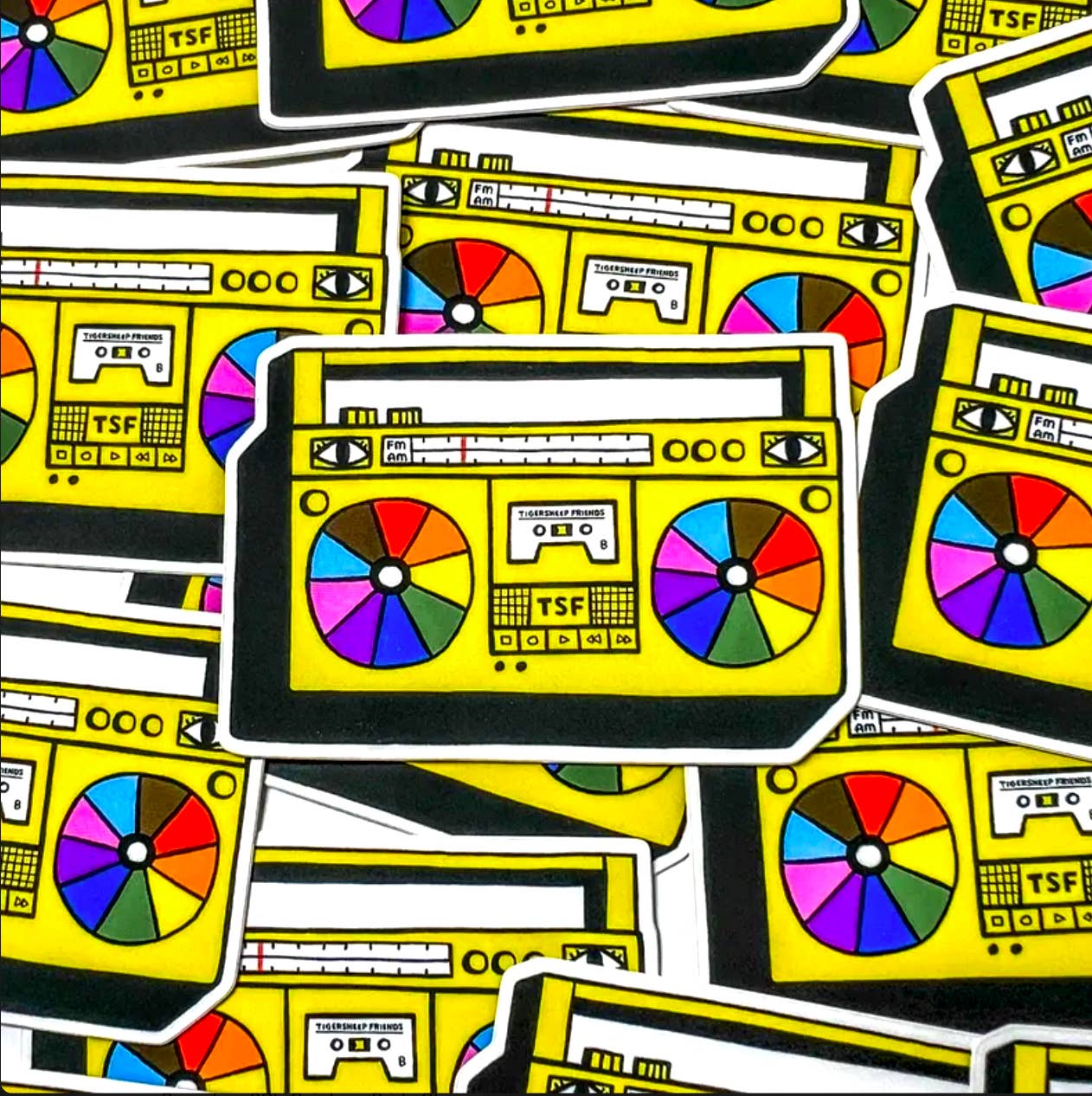 Tigersheep Friends - Vinyl Sticker: Boombox 80's Rainbow Pride