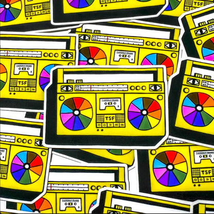 Tigersheep Friends - Vinyl Sticker: Boombox 80's Rainbow Pride