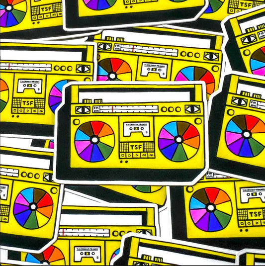Tigersheep Friends - Vinyl Sticker: Boombox 80's Rainbow Pride