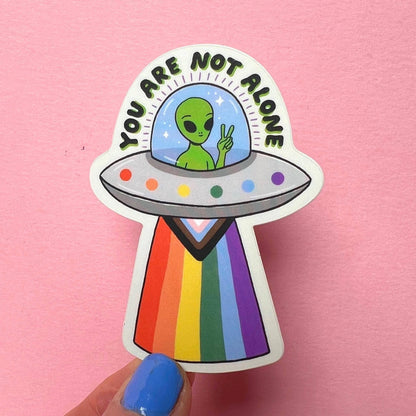 Tigersheep Friends - Vinyl Sticker: You Are Not Alone Alien Pride Flag