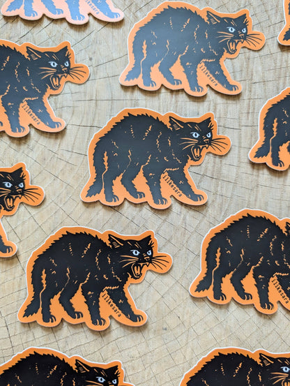 ilikesara | art + goods - Sticker | hissing black cat - waterproof uv-resistant vinyl Halloween kitty decal