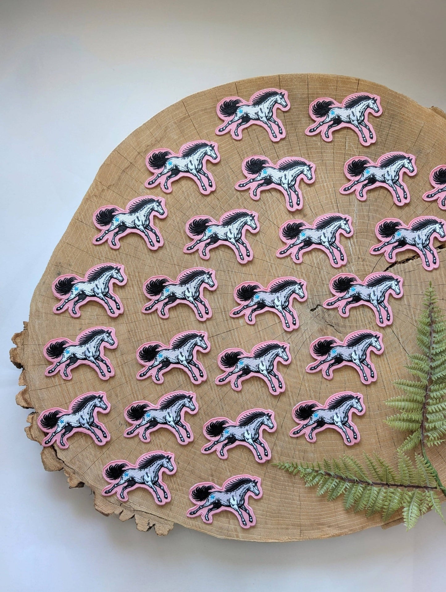 ilikesara | art + goods - Iron-on patch | pink star horse - embroidered Western pony applique