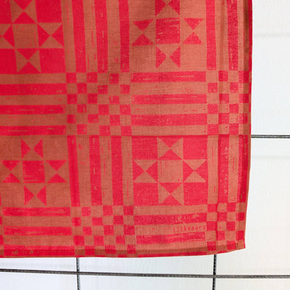 ilikesara | art + goods - Bandana | sawtooth red brown - geometric folk quilt pattern scarf neckerchief