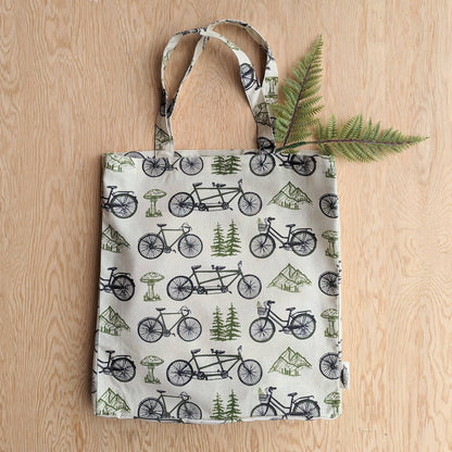 ilikesara | art + goods - Tote bag | bicycle adventure - patterned screenprinted nature tote