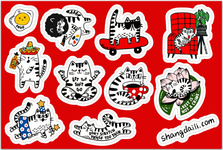 ShangDaili - Cute Funny Cat Sticker Sheet