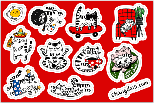 ShangDaili - Cute Funny Cat Sticker Sheet