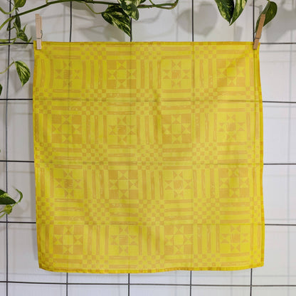 ilikesara | art + goods - Bandana | sawtooth yellow gold - geometric folk quilt pattern scarf neckerchief
