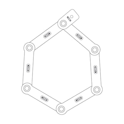 Outline of a geometric shape with circular elements on a white background