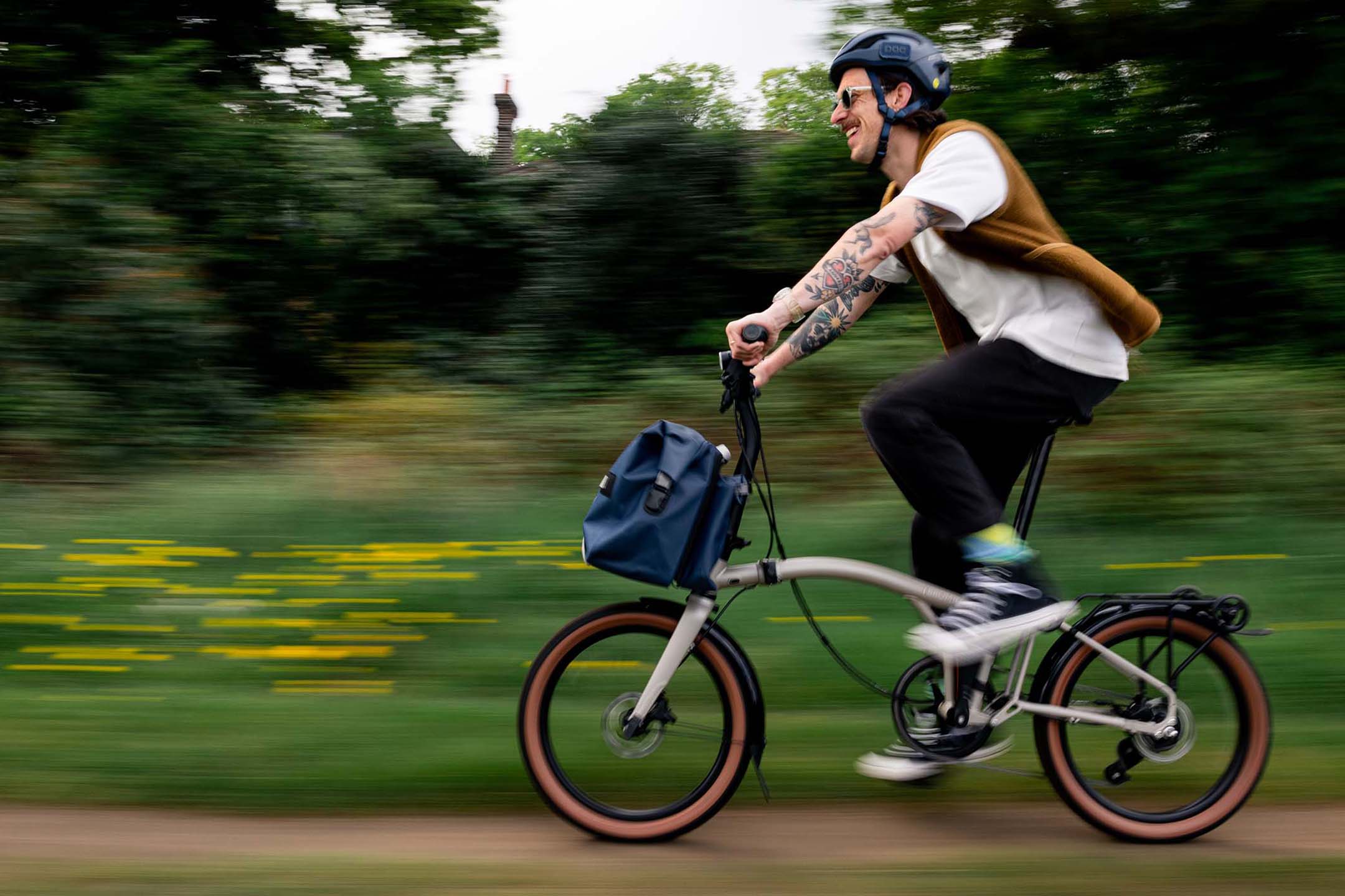 Brompton G Line Electric Rider on trail