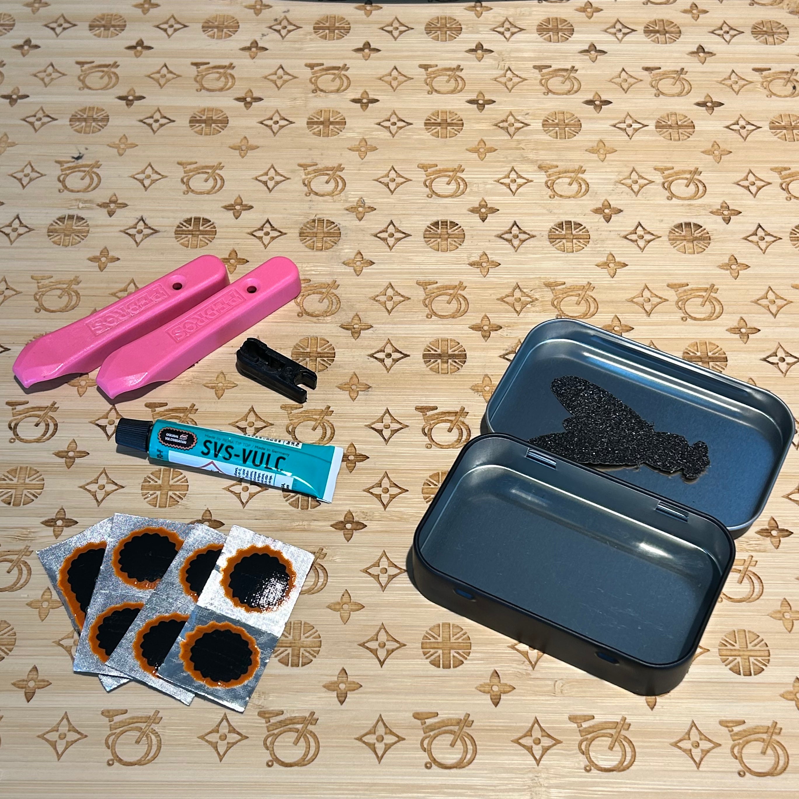 Clever Cycles x Minka Sicklinger Super Fly Patch Kit With Tin & Tire Levers
