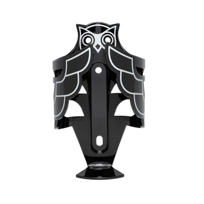 Black and white owl-shaped bottle holder on a white background