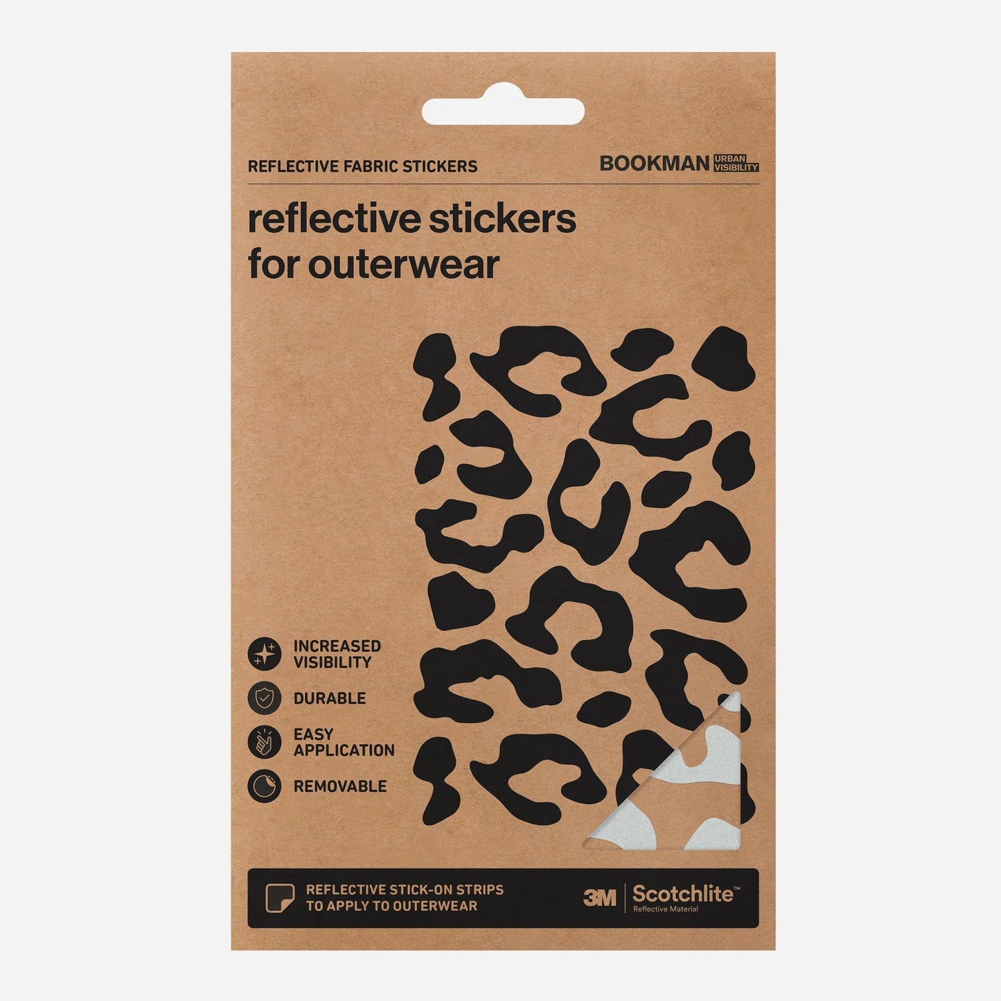 Bookman Visibility Reflective Fabric Stickers, Leopard, Silver