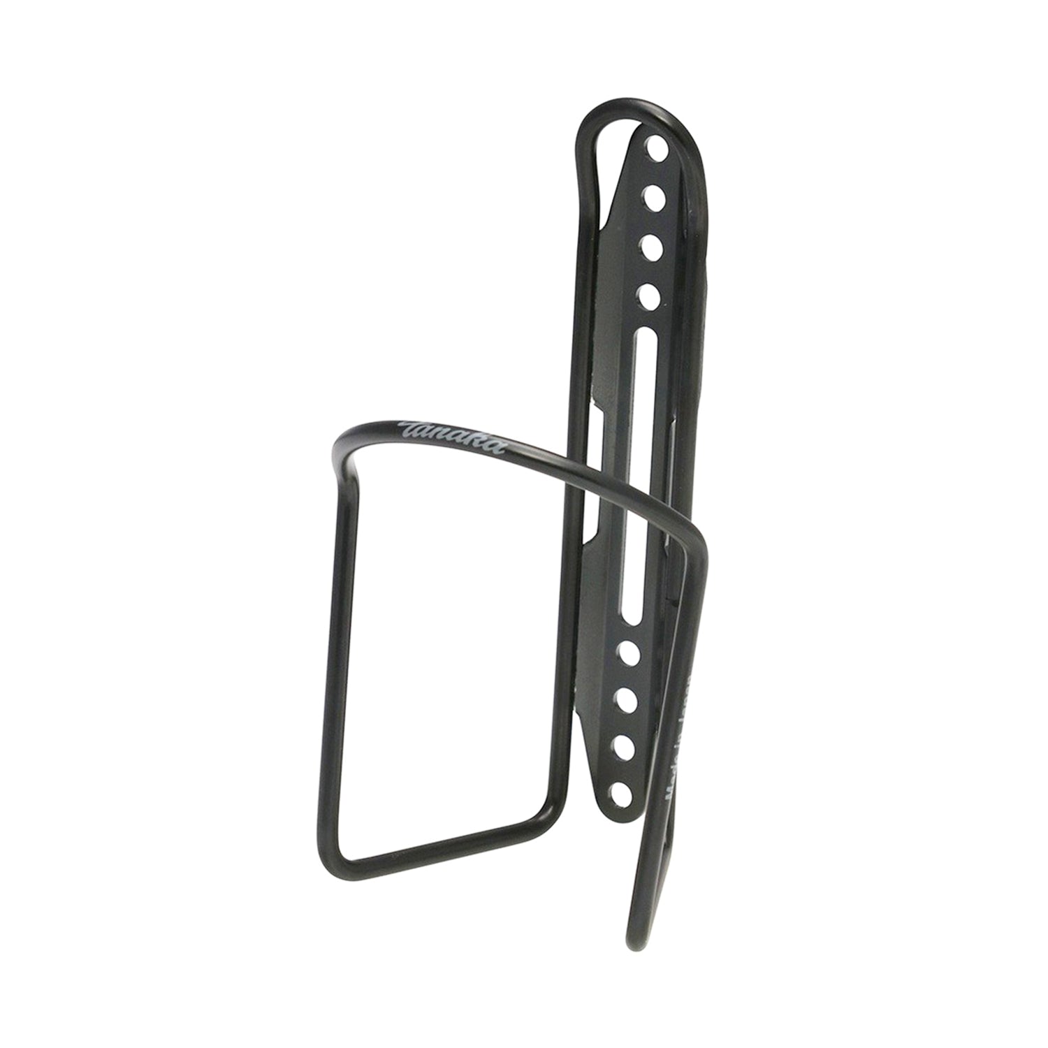 Black bicycle bottle cage on a white background