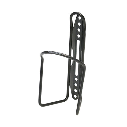 Black bicycle bottle cage on a white background