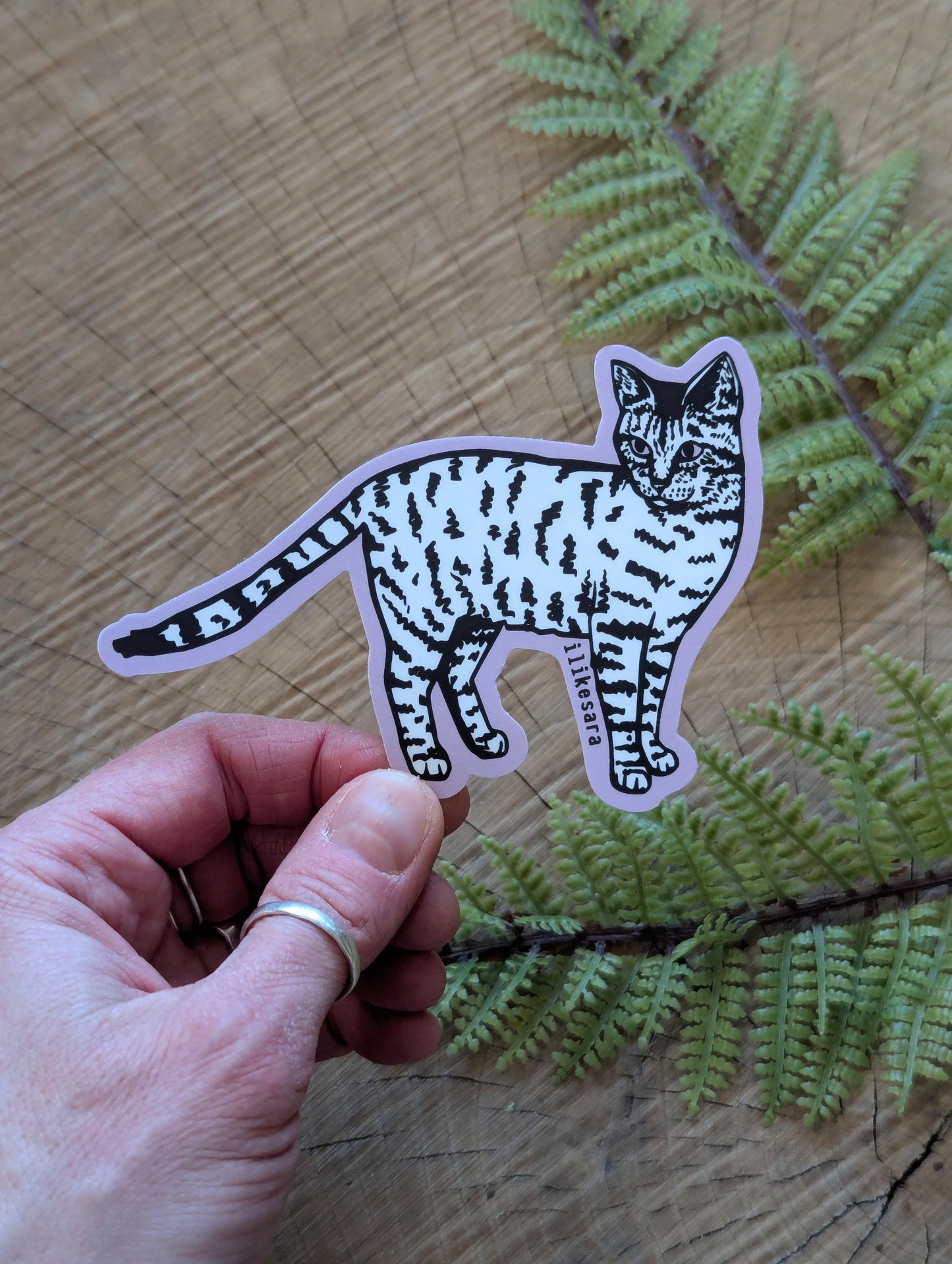 ilikesara | art + goods - Sticker | standing tiger cat - waterproof uv-resistant vinyl kitty decal