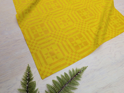 ilikesara | art + goods - Bandana | sawtooth yellow gold - geometric folk quilt pattern scarf neckerchief