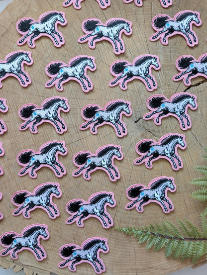 ilikesara | art + goods - Iron-on patch | pink star horse - embroidered Western pony applique