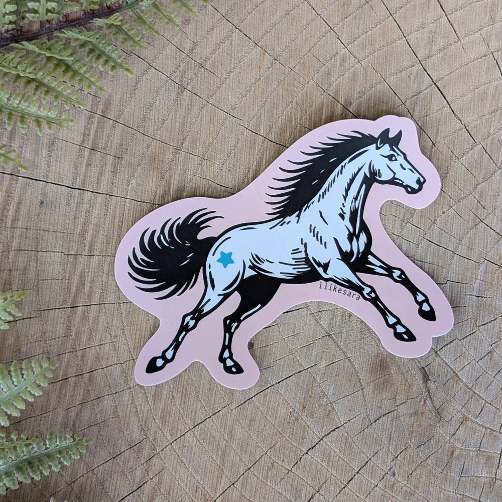 ilikesara | art + goods - Sticker | pink star horse - waterproof uv-resistant vinyl Western pony decal