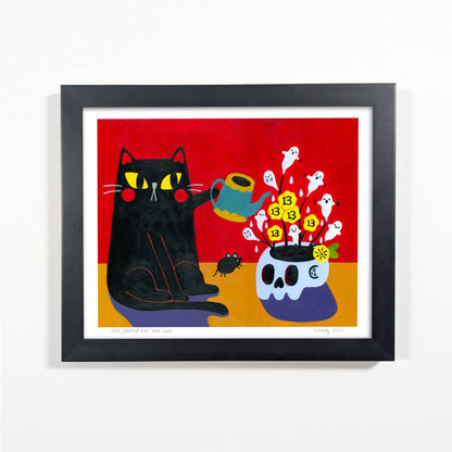 ShangDaili - Cat Art Print - She planted her own luck