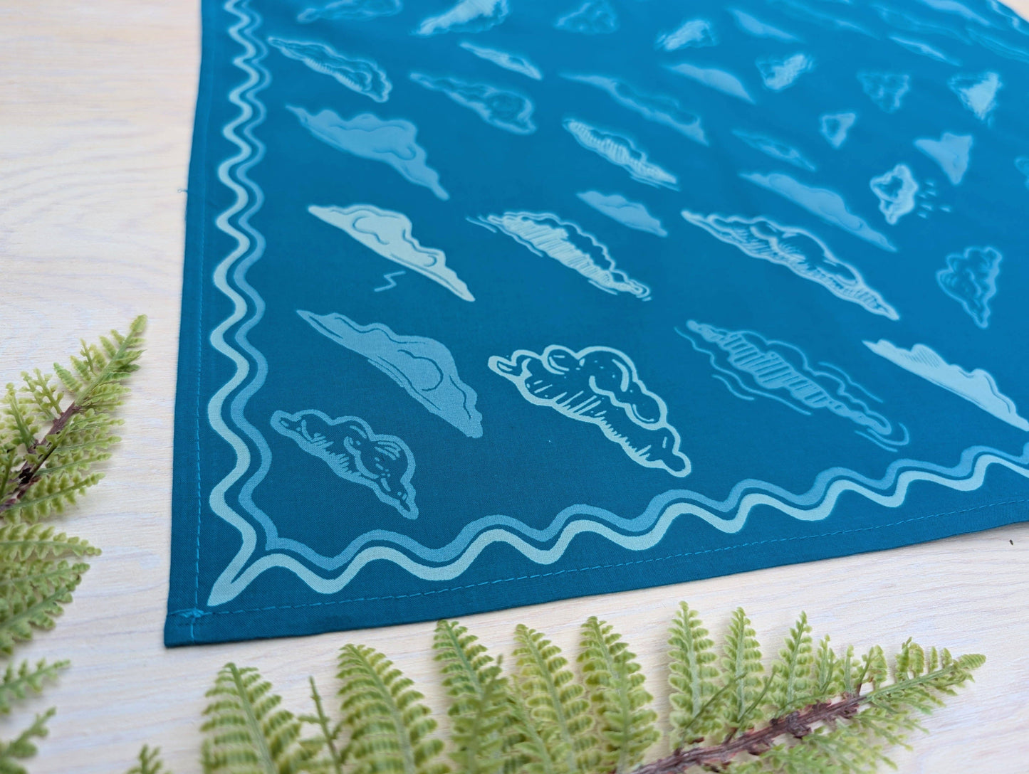 ilikesara | art + goods - Bandana | clouds - blockprint blue patterned scarf neckerchief