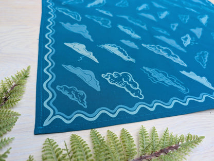 ilikesara | art + goods - Bandana | clouds - blockprint blue patterned scarf neckerchief