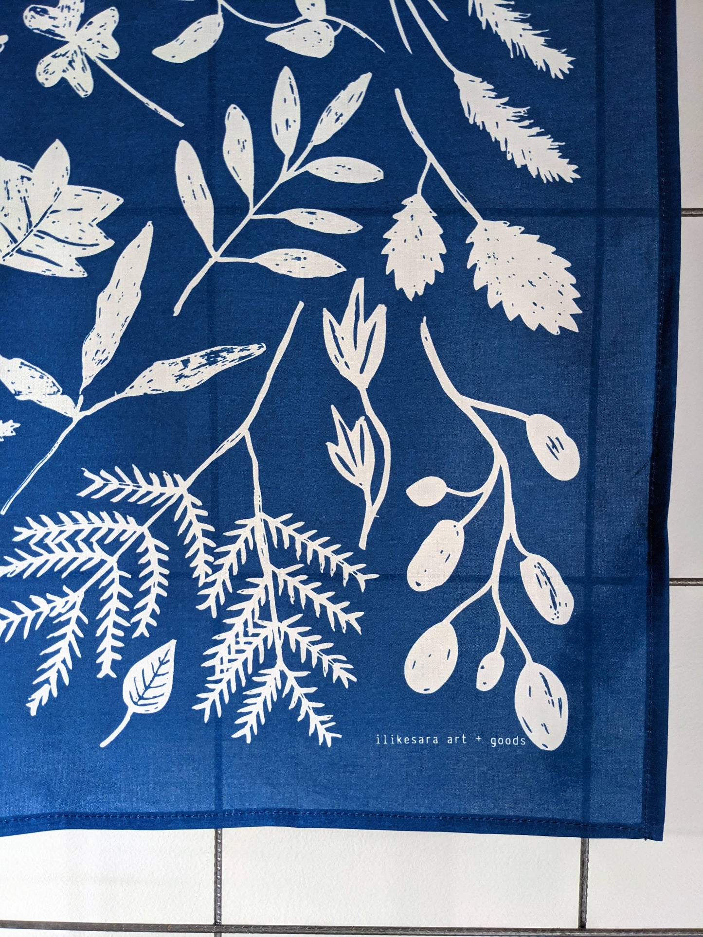 ilikesara | art + goods - Bandana | sunprint - indigo blue screenprinted plant scarf neckerchief