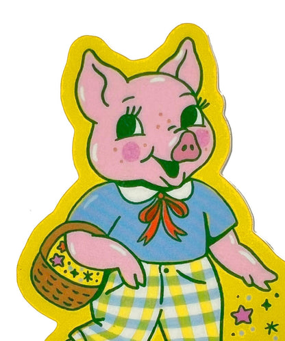 Tigersheep Friends - Vinyl Sticker: Pig with Pants & Basket Pride