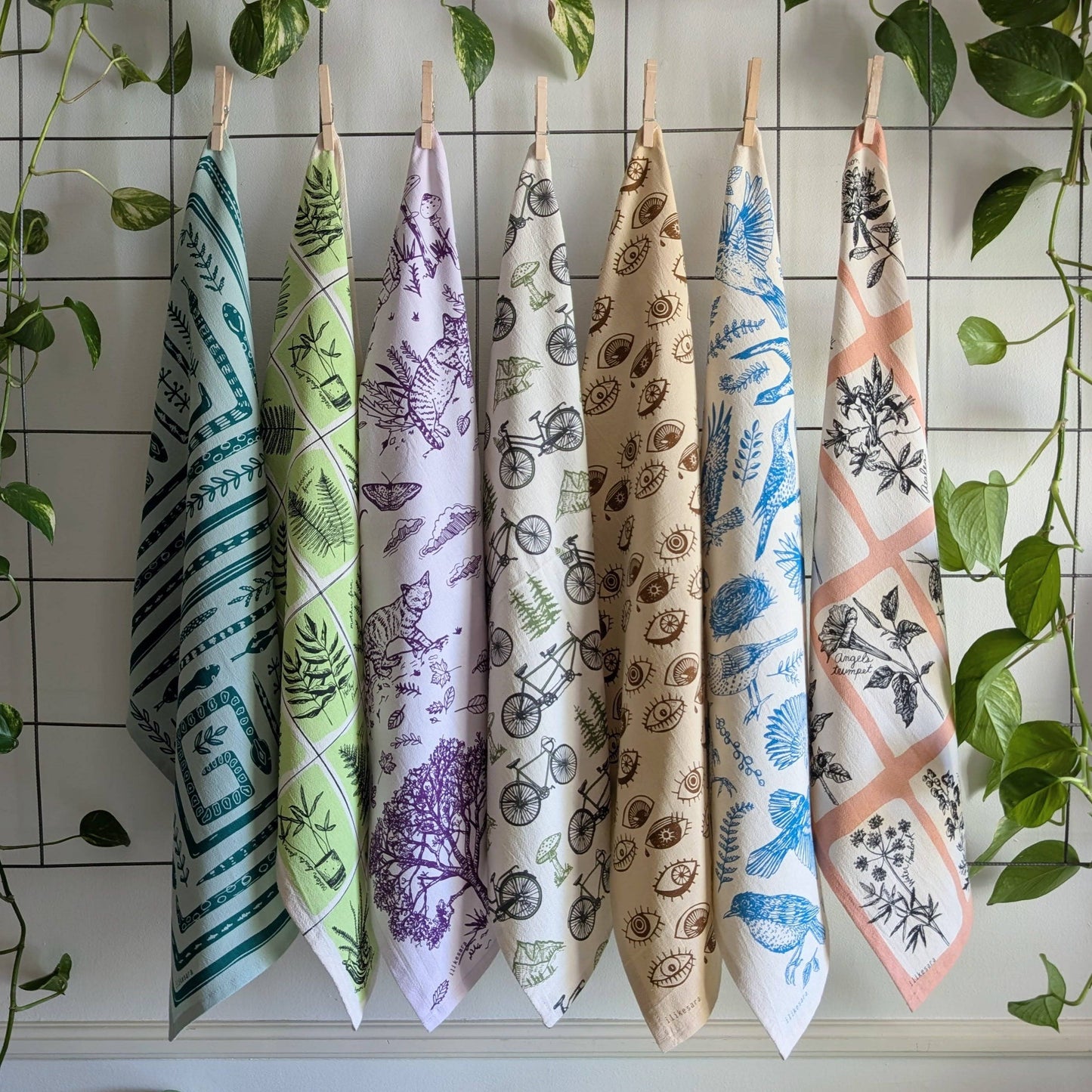 ilikesara | art + goods - Tea towel | bicycle adventure - bike & nature cotton flour sack dish cloth