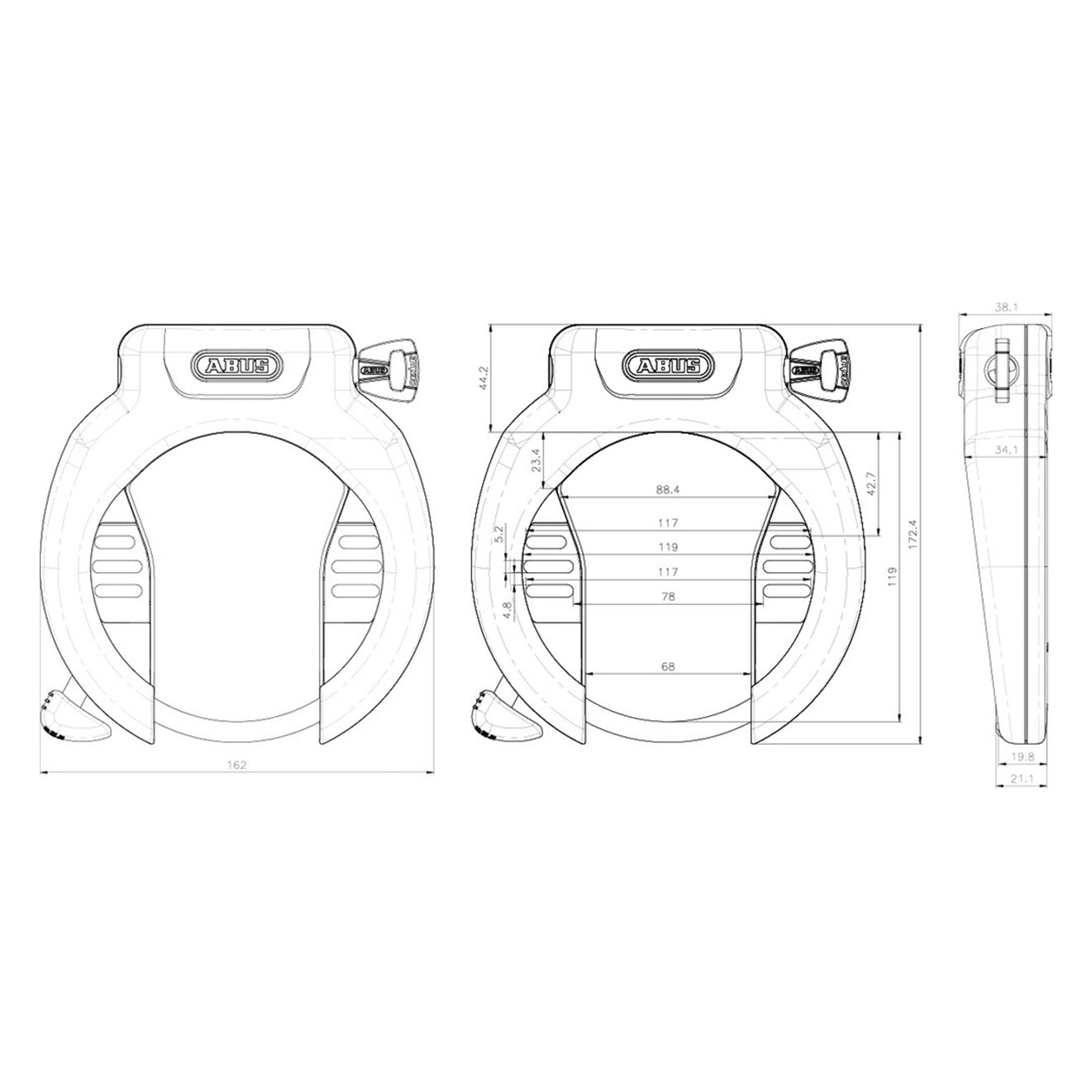Abus, 4750S Pro Amparo, Frame Lock, Key, Black