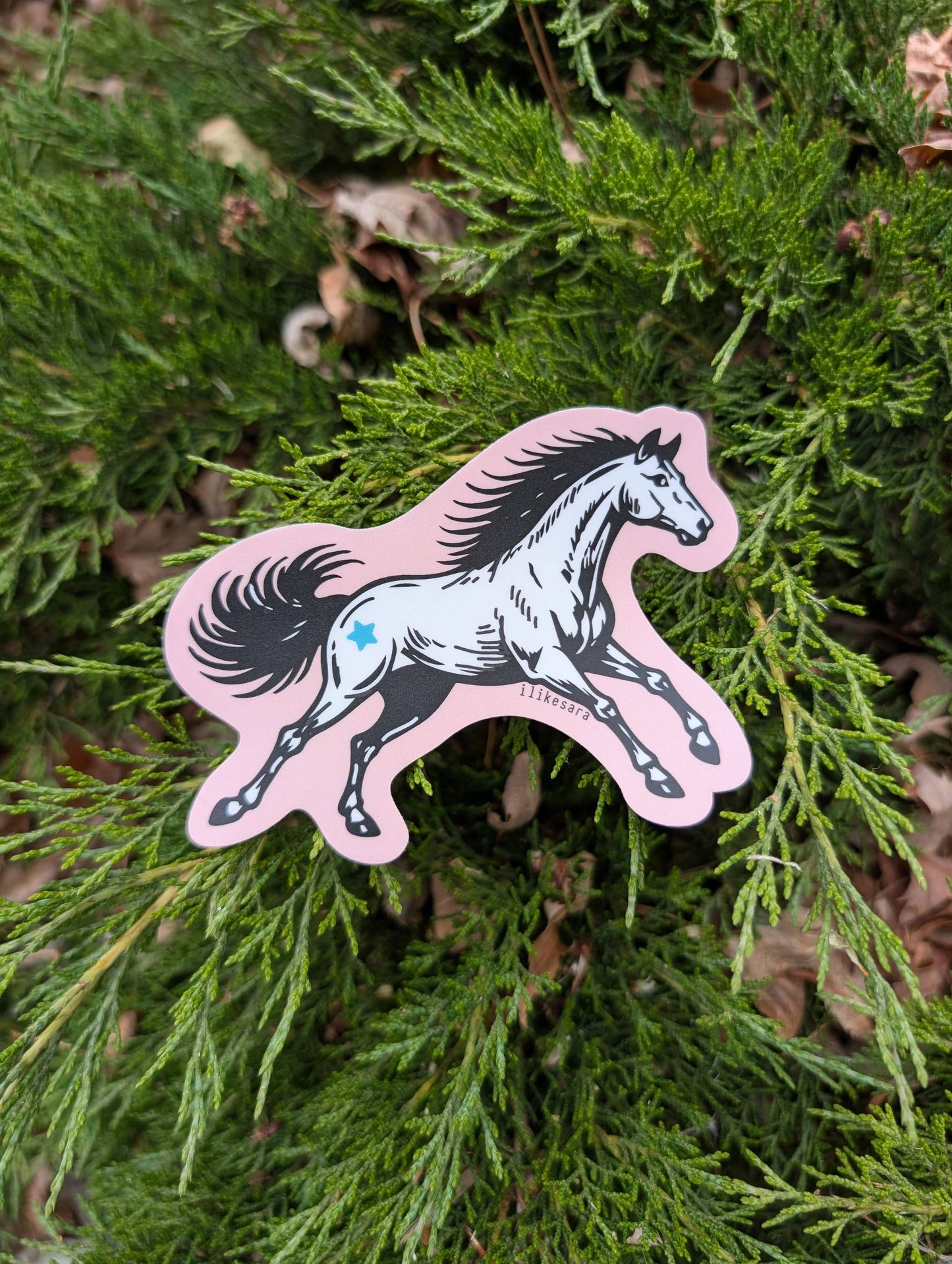 ilikesara | art + goods - Sticker | pink star horse - waterproof uv-resistant vinyl Western pony decal