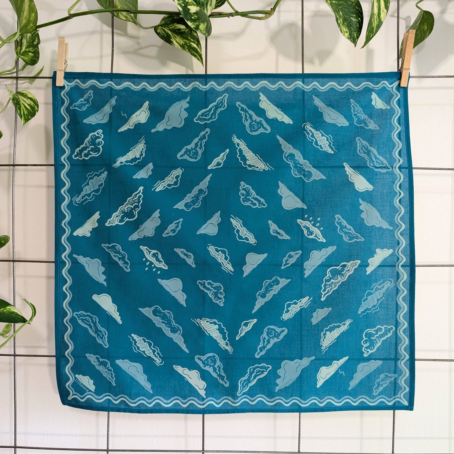 ilikesara | art + goods - Bandana | clouds - blockprint blue patterned scarf neckerchief