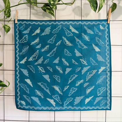 ilikesara | art + goods - Bandana | clouds - blockprint blue patterned scarf neckerchief