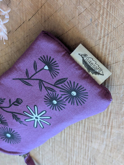 ilikesara | art + goods - Glasses case | bloom - purple flower cushioned zipper pouch