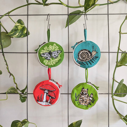 ilikesara | art + goods - Coin pouch | snail - teal zipper bag with waterproof lining