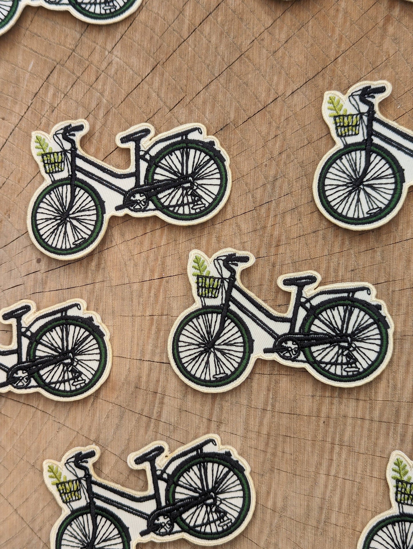 ilikesara | art + goods - Iron-on patch | bike with fern - 3.5" x 2.3"